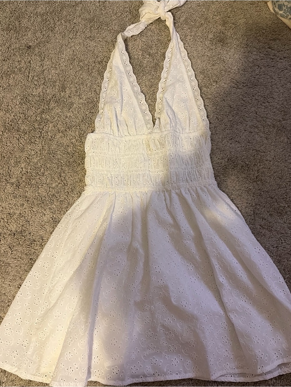 PacSun White Eyelet Halter Mini Dress